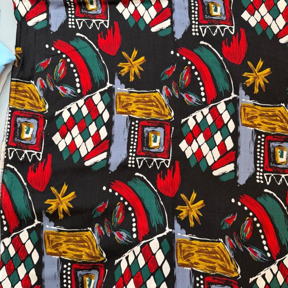 2 Meters Soft Woven Fabric | Abstract Geometric‎ Print | Fluid Drape |